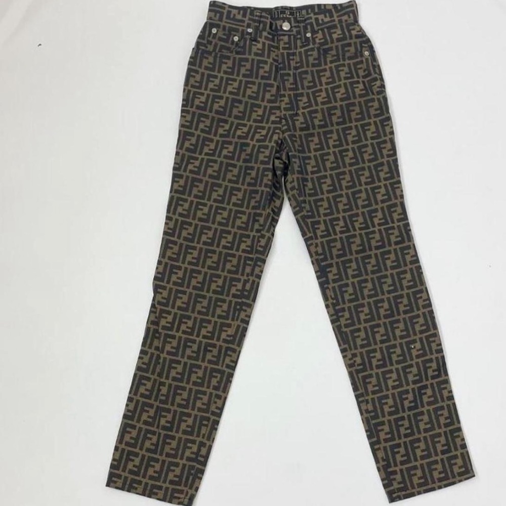 1990s Fendi monogram zucca print
trousers (Fendi denim line)